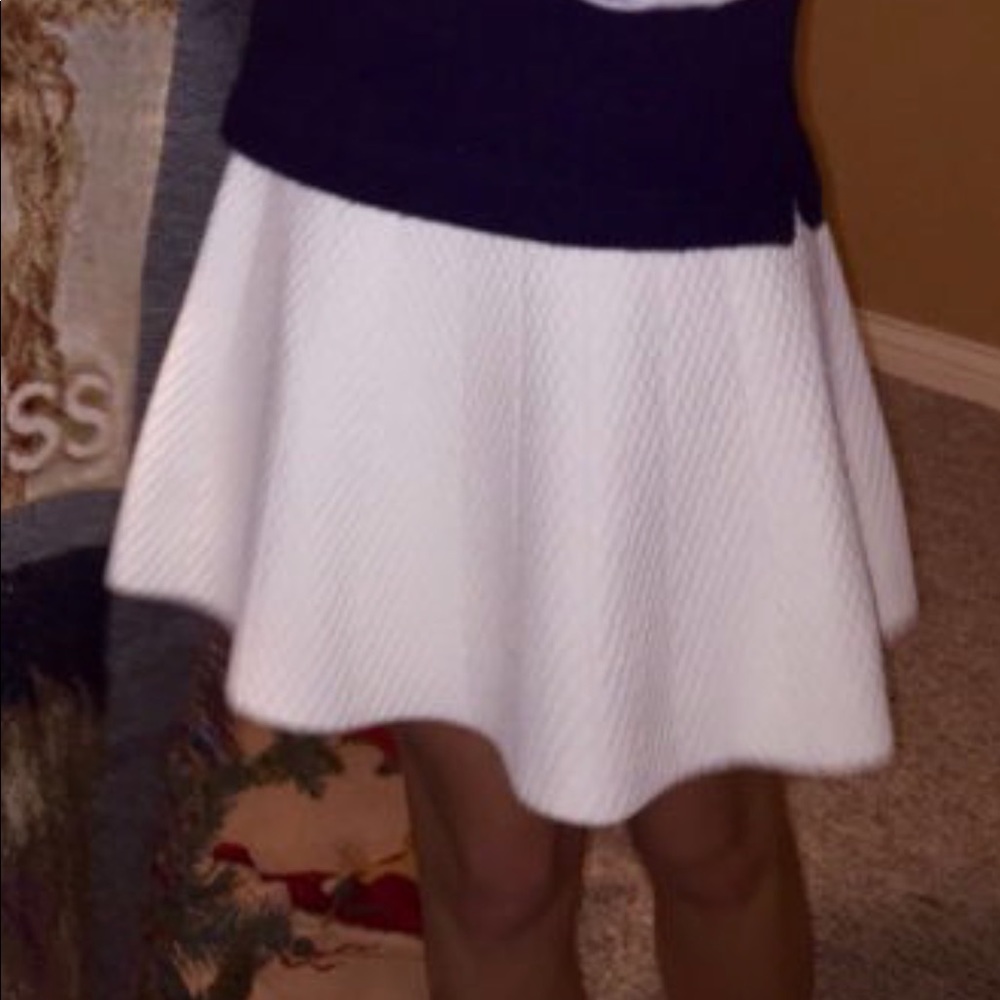 White knit A-line skirt